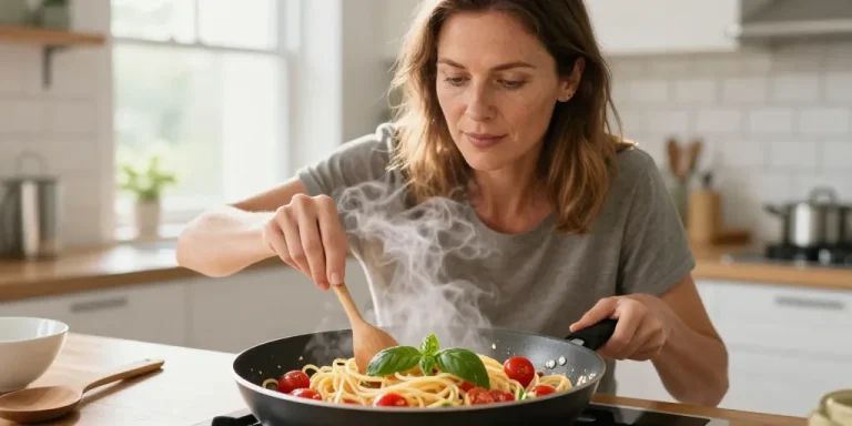 pâtes au basilic et tomates