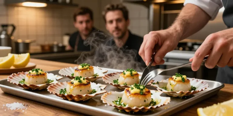 saint jacques au beurre d'escargot au four