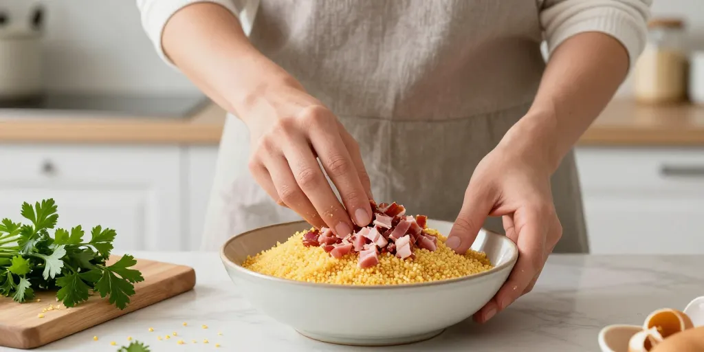 recette avec reste de semoule et jambon